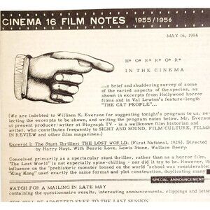 1956 Cinema 16 Film Notes Horror Lost World White Zombie Cat People Original C99